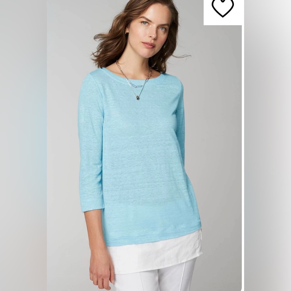 J. Jill Layered Hem Linen Tunic Clear Sky Blue Women’s XS NWT